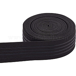 Benecreat 6 yarda 37 mm de ancho banda elástica antideslizante banda de agarre elástica de silicona recta cintura plana para el proyecto de costura de prendas de vestir, negro