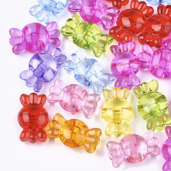 Botones de la caña de acrílico transparentes, caramelo, color mezclado, 17x29.5x10.5mm, agujero: 2.5 mm