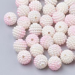 Perles acryliques de perles d'imitation, perles baies, perles combinés, perles de sirène dégradé arc-en-ciel, ronde, perle rose, 12mm, Trou: 1mm, environ 200 pcs / sachet 