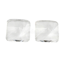 Cabochons en verre k5 transparent, facette, carrée, clair, 14x14x5.5mm