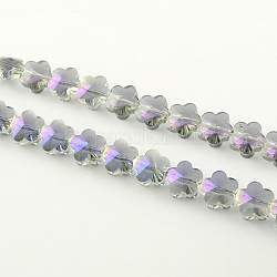 Electroplate Glass Beads, Flower, Faceted, Medium Slate Blue, 10x10x7mm, Hole: 1mm