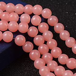 Imitation Jade Glass Beads Strands, Spray Painted, Round, Light Coral, 8mm, Hole: 1.3~1.6mm, about 100pcs/strand, 31.4 inch
