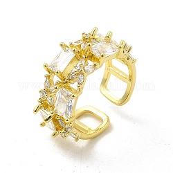 Anillo de puño abierto con rectángulo de circonita cúbica transparente, joyas de latón para mujer, la luz de oro, nosotros tamaño 8 1/2 (18.5 mm)