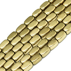 Electroplate non magnetici ematite sintetico fili di perline, rettangolo, vero placcato oro 18k, 5x3x3mm, Foro: 0.8 mm, circa 79~80pcs/filo, 15.75 pollice (40 cm)