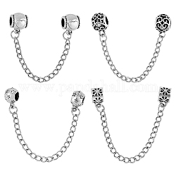 Superfindings 8 pièces 4 styles breloque de chaîne de sécurité fermoirs en alliage clips de chaîne de bracelet bijoux perles cadeaux bouchon de bracelet pour femmes fabrication de bracelet et de collier