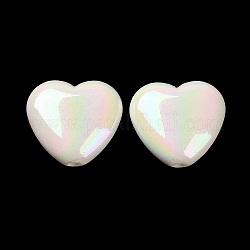 Perline acriliche arcobaleno placcate colore ab, cuore, colorato, 17x19x8mm, Foro: 2 mm, circa 310pcs/500g
