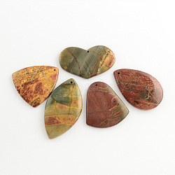 Natural Picasso Stone/Picasso Jasper Pendants, Dyed, 37~65x36~58x5~7mm, Hole: 2mm