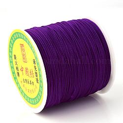 Плетеной нейлоновой нити, китайский шнур для завязывания бисера шнур для изготовления ювелирных изделий из бисера, индиговые, 0.8 мм, Около 100 ярдов / рулон