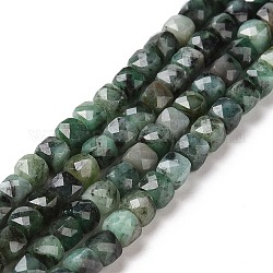 Fili di perle di quarzo smeraldo naturale, sfaccettato, cubo, 4.5x4.5x4.5mm, Foro: 0.8 mm, circa 85pcs/filo, 15.55 pollice (39.5 cm)