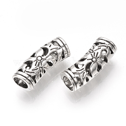 Tibetan Style Alloy Tube Beads, Cadmium Free & Lead Free, Hollow, Large Hole Beads, Antique Silver, 19.5x8x6.5mm, Hole: 4.5mm, about 670pcs/1000g