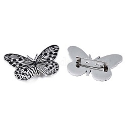 201 spilla a farfalla in acciaio inox, distintivo dell'insetto per i vestiti dello zaino,  nichel& piombo libero, colore acciaio inossidabile, 27x44.5x7mm, ago :0.7mm