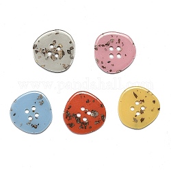 4-луночные кнопки из ацетата целлюлозы (смолы), плоско-круглые, разноцветные, 24.5x24.5x3 мм, отверстие : 2 мм