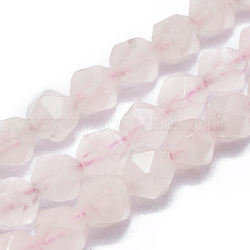 Chapelets de perles en quartz rose naturel, facette, ronde, étoiles coupées perles rondes, 7~8mm, Trou: 1mm, Environ 48~54 pcs/chapelet, 14.5 pouce ~ 15.7 pouces (37~40 cm)