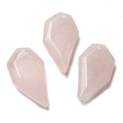 Ciondoli quazo rosa naturale, ciondoli a mezzo cuore sfaccettato, 27x14x5.5mm, Foro: 1.5 mm