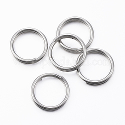 304 anelli portachiavi in ​​acciaio inox, anelli di salto a doppio anello, colore acciaio inossidabile, 16x3mm, circa  13mm diametro interno