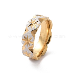 Двухцветный шестигранник из нержавеющей стали 201 с кольцом в виде звезды для женщин, золотые и нержавеющая сталь цвет, внутренний диаметр: 17 мм