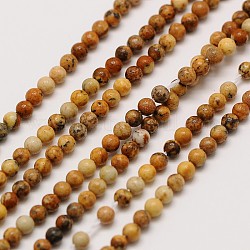 Jaspe imagen natural hebras de perlas reronda, 2mm, agujero: 0.8 mm, aproximamente 184 pcs / cadena, 16 pulgada