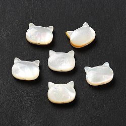 Perles de coquillage blanc naturel, chat, blanc, 8.5x10.5x4mm, Trou: 1mm