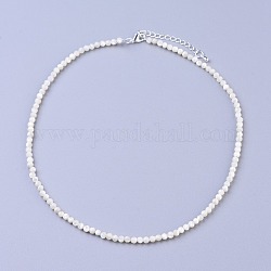Shell collane di perline, con chiusure moschettone in ottone, perle tonde sfaccettate, 16.5 pollice ~ 16.7 pollici (42~42.5 cm) x 2 mm