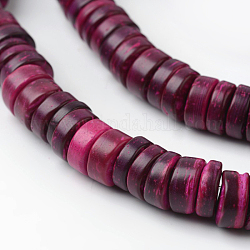 Tinti noce di cocco naturale filamenti di perline disco, rosso viola medio, 9x2~6mm, Foro: 3 mm, circa 108pcs/filo, 15.7 pollice
