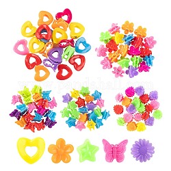 100Pcs 5 Style Kids Hair Accessories, Plastic Claw Hair Clips, Heart & Flower & Star & Daisy & Butterfly, Mixed Color, 18~20x18~20mm, 20pcs/style