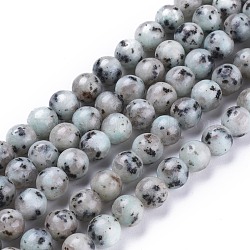 Jaspe de sésame naturel / perles de jaspe kiwi, ronde, 8.5mm, Trou: 1.2mm, Environ 47 pcs/chapelet, 15.35 pouce (39 cm)