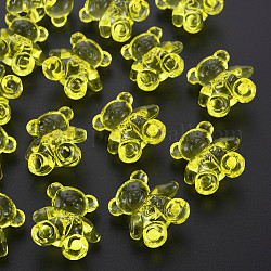 Transparent Acrylic Beads, Bear, Yellow, 26.5x24.5x15mm, Hole: 3mm, about 135pcs/500g