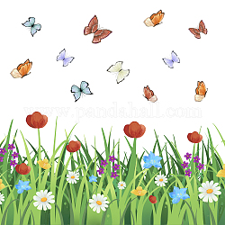 PVC-Wandaufkleber, Wandschmuck, Blume & Schmetterling, Pflanzen- und Tiermuster, 325x900 mm, 2 Stück / Set