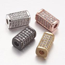 Perles de zircone cubique micro pave en Laiton, cuboïde, Sans cadmium & sans nickel & sans plomb, couleur mixte, 13.5x7mm, Trou: 3mm