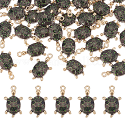 Pendenti in lega stampata nbeads 40 pz, con smalto, tartaruga, oro chiaro, nero, 23.5x14x4.5mm, Foro: 1.6 mm