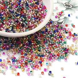 Perles de rocaille en verre, Argenté, cylindre, colorées, 2x1.5mm, Trou: 1.4mm, environ 50398 pcs / livre
