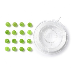 Kits de fabricación de pulseras elásticas de diy, 200pcs 6mm cuentas redondas de jade blanco natural e hilo elástico, verde mar medio, 6mm, agujero: 1 mm, 200 pcs