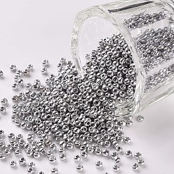 11/0 grade a perles de rocaille en verre rondes, teinte, gris clair, 2.3x1.5mm, Trou: 1mm, environ 48500 pcs / livre