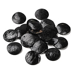 Pendentifs en coquille d'akoya naturelle peints à la bombe, mère de coquille, breloques rondes plates, noir, 20.5x1~3mm, Trou: 1.5mm