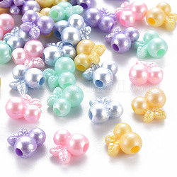 Perles acryliques opaques, cerise, couleur mixte, 13x13x8mm, Trou: 3.5mm