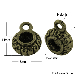 Tibetan Style Hangers, Bail Beads, Cadmium Free & Nickel Free & Lead Free, Rondelle, Antique Bronze, 11x8x5mm, Hole: 1mm
