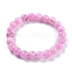 Cuentas de jade natural teñidas pulseras elásticas, redondo, rosa perla, diámetro interior: 2-1/4 pulgada (5.7 cm), grano: 8~8.5 mm