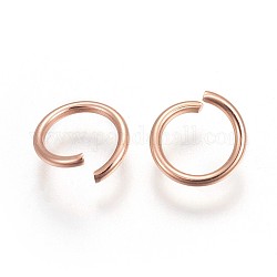 304 anelli di salto in acciaio inox, anelli di salto aperti, oro roso, 18 gauge, 8x1mm, diametro interno: 6mm