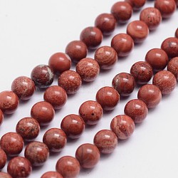 Rotonde fili perline naturali del diaspro rosso, 6mm, Foro: 1 mm, circa 65pcs/filo, 15.74 pollice