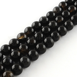 Hebras de cuentas redondas de ónix negro natural, teñido, 8mm, agujero: 1 mm, aproximamente 48 pcs / cadena, 14.9 pulgada