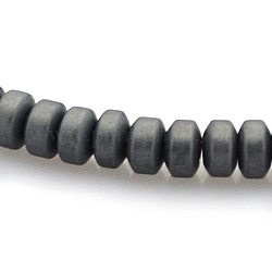 Style matte perles de colonne hématite synthétique non magnétique dépoli brins, noir, 3x2.3mm, Trou: 1mm, Environ 180 pcs/chapelet, 15.7 pouce