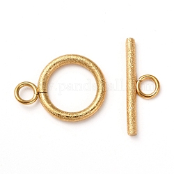 304 strukturierte Knebelverschlüsse aus Edelstahl, Ring, golden, Ring: 18.5x14x2 mm, Bohrung: 3 mm, Balken: 20x7x2, Bohrung: 3 mm