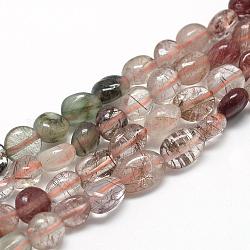Chapelets de perles en quartz de rutile naturel, ovale, 6~10x4~7x4~7mm, Trou: 1mm, Environ 43~62 pcs/chapelet, 15.7 pouce