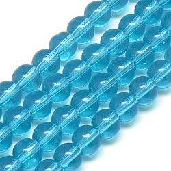 Transparent Glass Beads Strands, Round, Dodger Blue, 8mm, Hole: 1mm, about 14 inch/strand, about 42pcs/strand