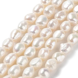 Fili di perle di perle d'acqua dolce coltivate naturali, due lati lucidati, grado 5 un, colore conchiglia, 8~10x8~9x6.5~7.5mm, Foro: 0.5 mm, circa 37~38pcs/filo, 13.39'' (34~35 cm)