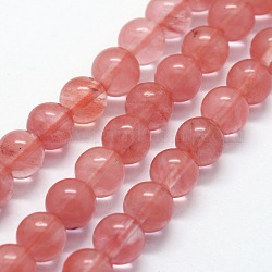 Chapelets de perles en verre de quartz de cerise, ronde, 6mm, Trou: 0.8mm, Environ 63 pcs/chapelet, 14.76 pouce (37.5 cm)