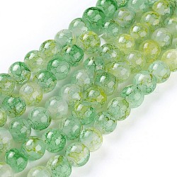 Окрашенные стеклянные бусины, круглые, желто-зеленый, 8~8.5 мм, отверстие : 1.5 мм, около 100 шт / нитка, 31.1 дюйм (79 см)