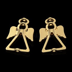 Nickel Free & Lead Free Golden Alloy Angel Bead Frames, Long-Lasting Plated, 26x19x4mm, Hole: 2mm