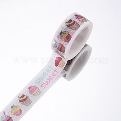 DIY Scrapbook Decorative Paper Tapes, Adhesive Tapes, Desserts, White, 15mm, 5m/roll(5.46yards/roll)