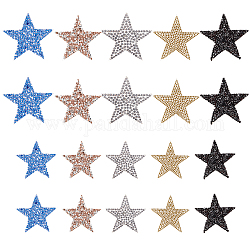 Nbeads 20 pièces 10 style strass étoile tissu fer sur/coudre sur les patchs, accessoires de costumes, appliques, couleur mixte, 2 pièces / style